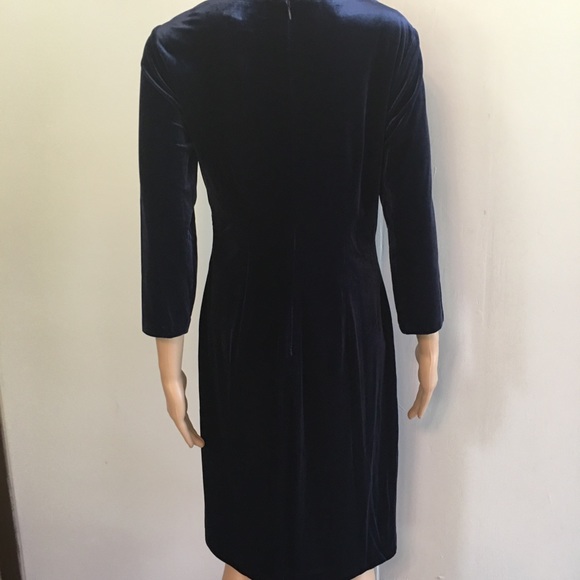 Dresses Dnky Asymmetrical Cinched To The Waist Blue Velvet Dress With Rhinestone Pin Poshmark